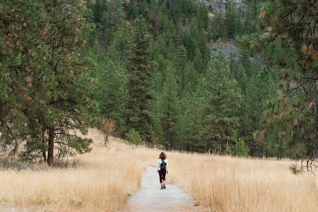 Woman having gentle walk in a beautiful surrounding