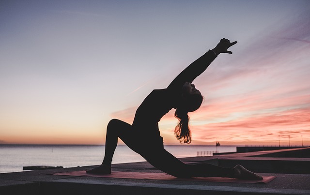 a woman doing a sleep yoga